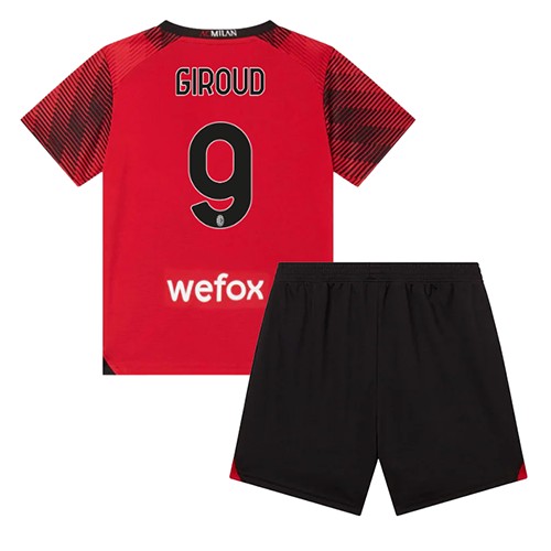 AC Milan Olivier Giroud #9 Domaci Dres za djecu 2023-24 Kratak Rukav (+ Kratke hlače)